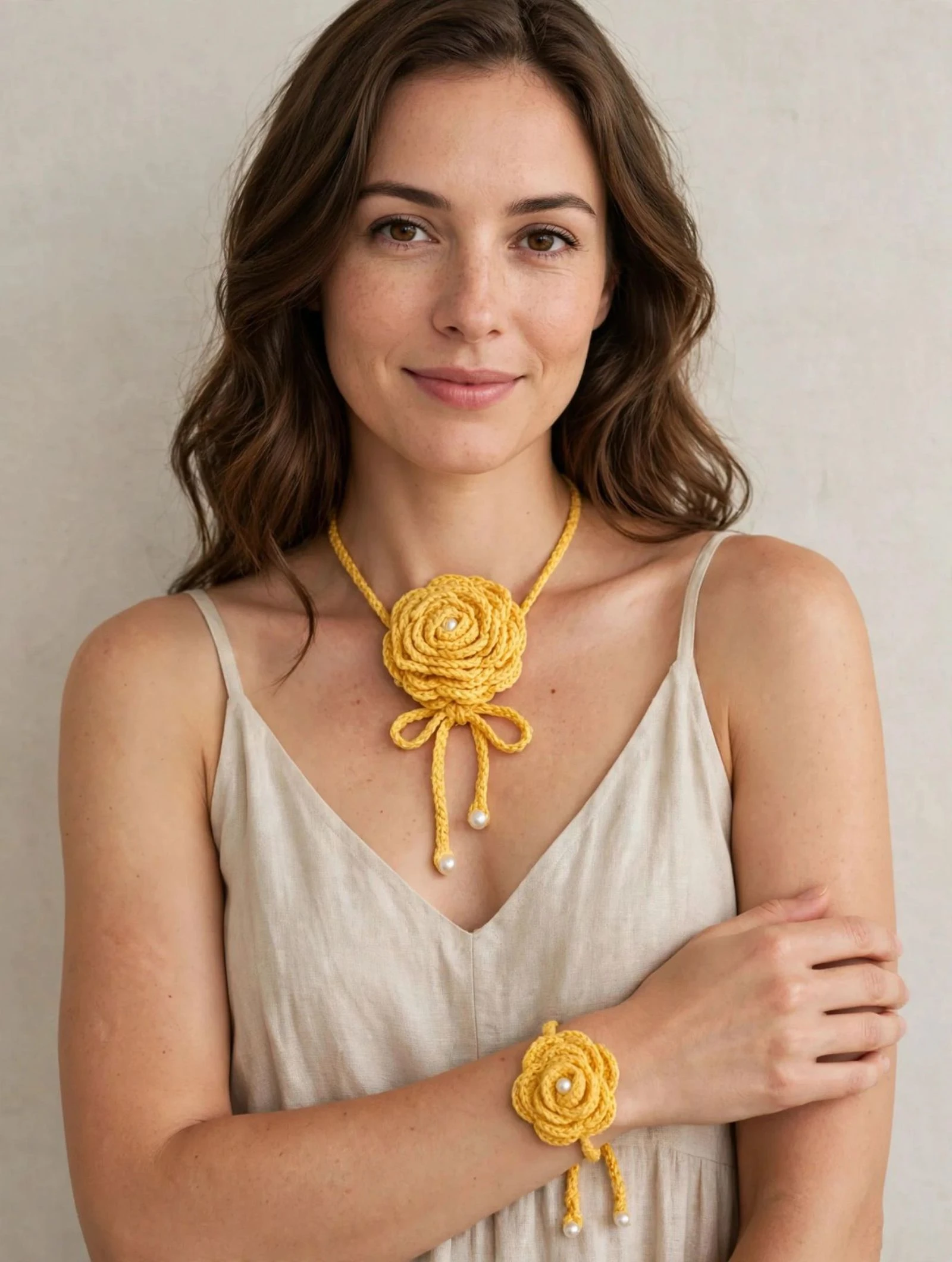 Conjunto de colar e pulseira de croché – photo 2